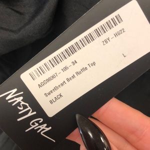 Nasty Gal Tops - NWT Nasty Gal Black Sweetheart Beat Ruffle Top Nasty Gal Tops - NWT Nasty Gal Black Sweetheart Beat Ruffle Top